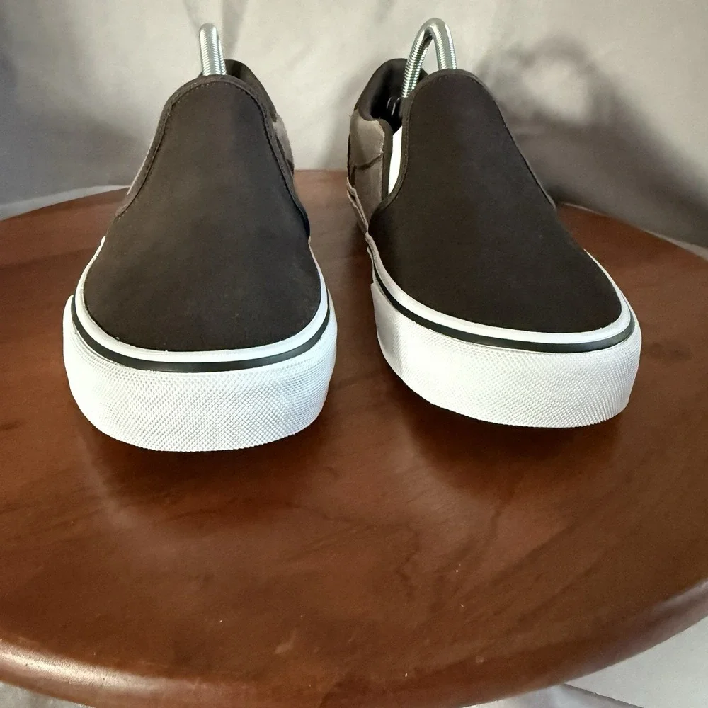 Vans Asher Deluxe Slip On Coffee Brown Cozy Knit Suede Skater Sneakers Men's 9.0
